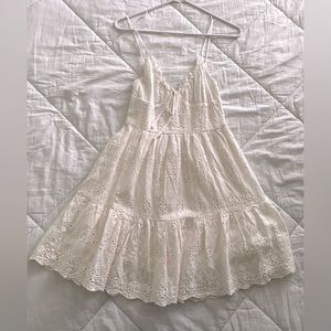 Abercrombie & Fitch Mini Lace Dress Size S Spaghetti Strap White Ruffle Hem
